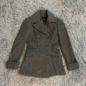 MODA International Womens Dark Charcoal Gray Double-Breasted Peacoat